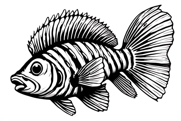 Striped Squirrelfish With Simple Lines And Standard Fish Outline