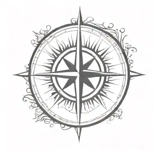 Compass Rose Inside A Compass
