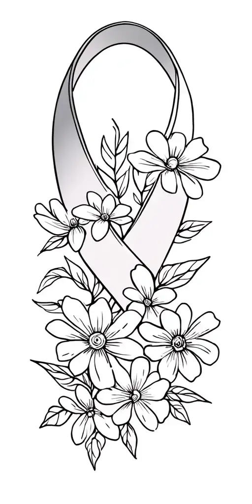 Leukemia Ribbon And Flowers