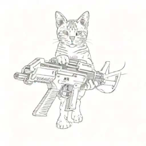 A Cat Holding A Gun