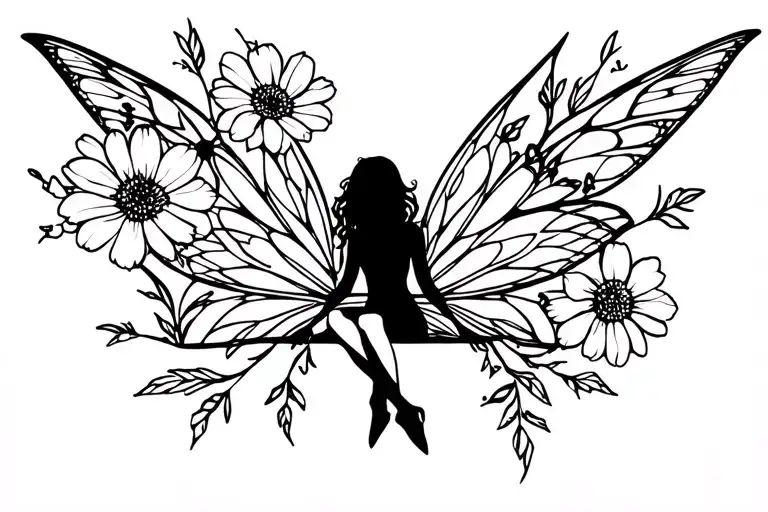 Fairy Sitting In Flowers