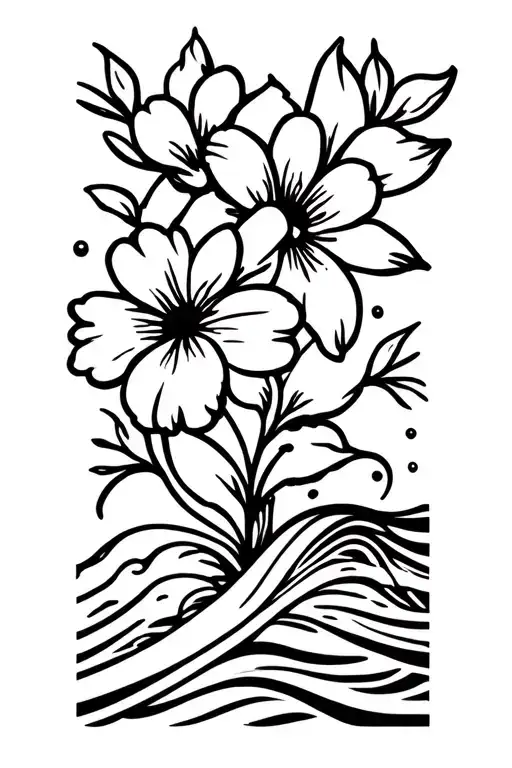 Flowers Snd Waves Crashing