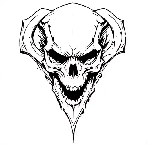 Sleeve Tattoo Of Demon Skull