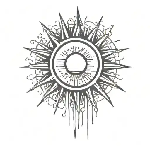 Sun At The Top Fading Into Ahnk Symbol