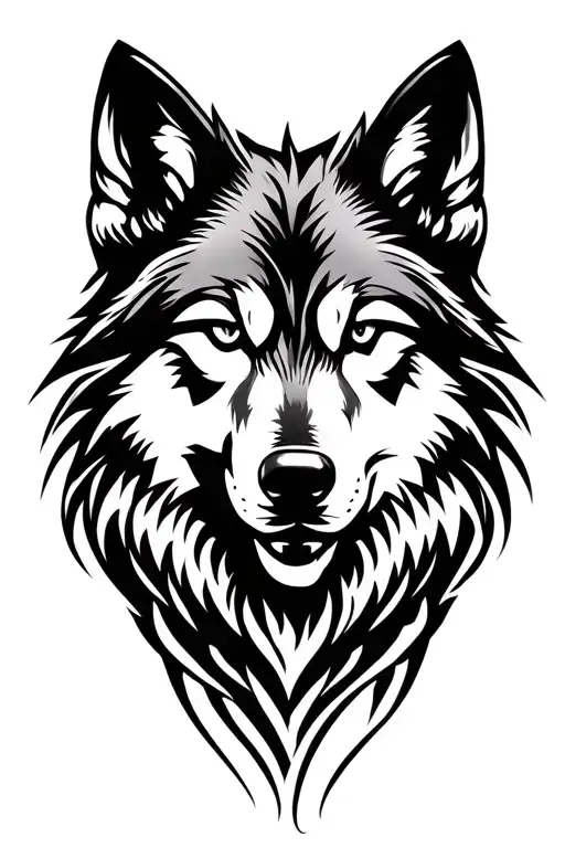 Wolf Face Tattoo Design
