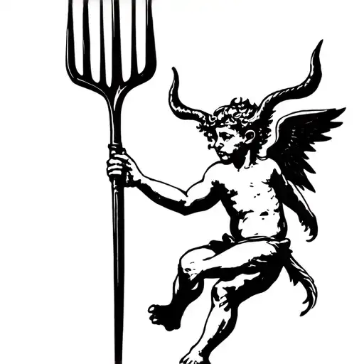 Demon Cherub Holding Pitchfork