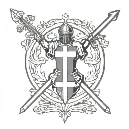 Georgian Flag With Cross Surrounded And A Warrior Battling