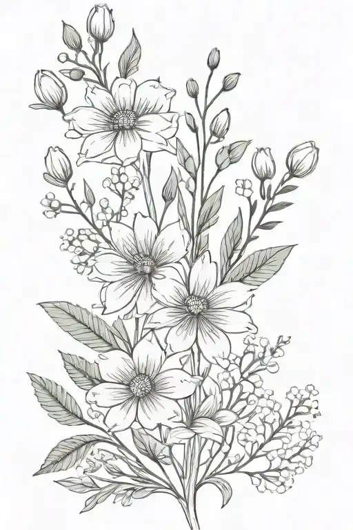 Birthflower Bouquet March April February January Greenery Filler