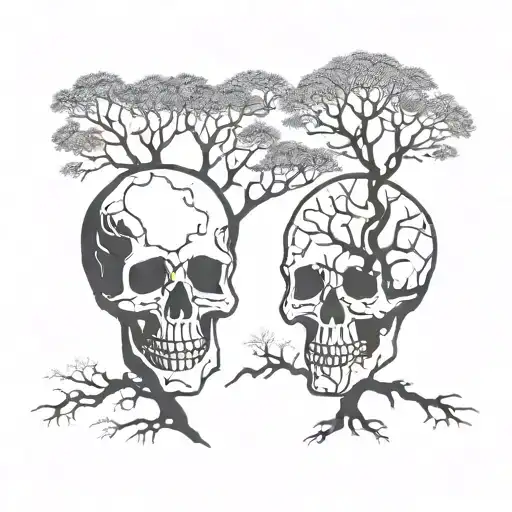 Two Trees Forming A Skull