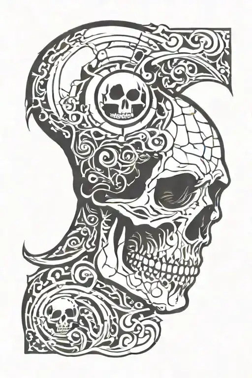 Skull And Moon Inside