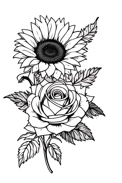 Sunflower And Rose Bouquet With Two Of Each Flower