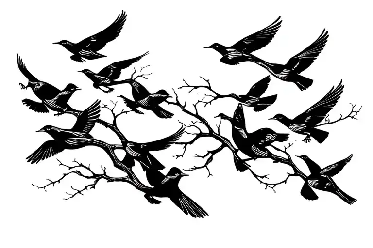 Four Little Birds One Flying Away