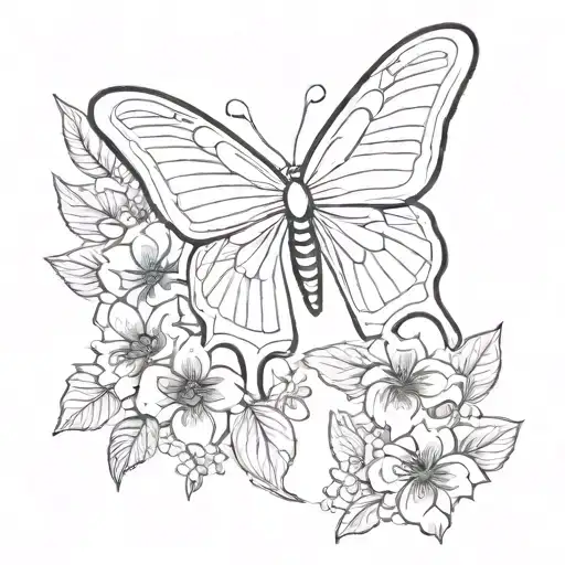 Luna Moth With Flowers Blooming