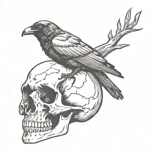 Crow On Skull