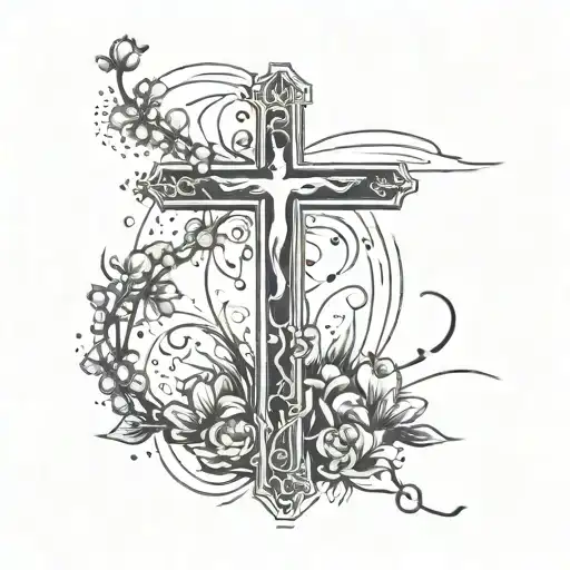 Cross With Rosary And Foce Flying Away