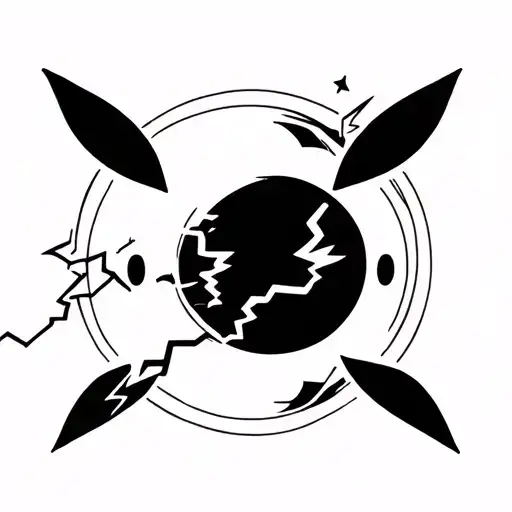 Abstract Moon And Electricity Pukachu