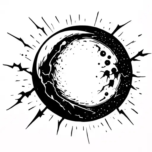 Electricity Breaks Abstract Moon