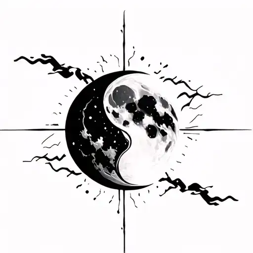 Electricity Pierces Abstract Moon