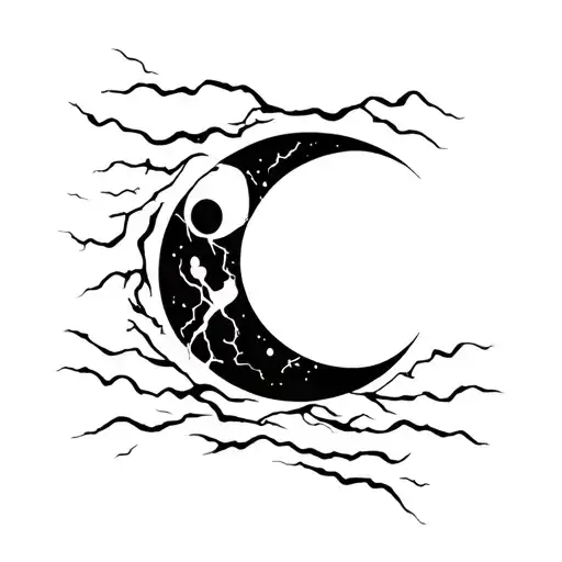 Abstract Moon And Electricity Flowing