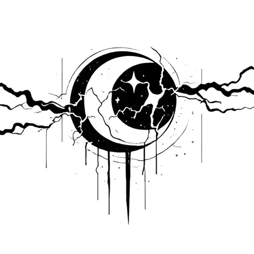 Abstract Moon And Electricity Flowing