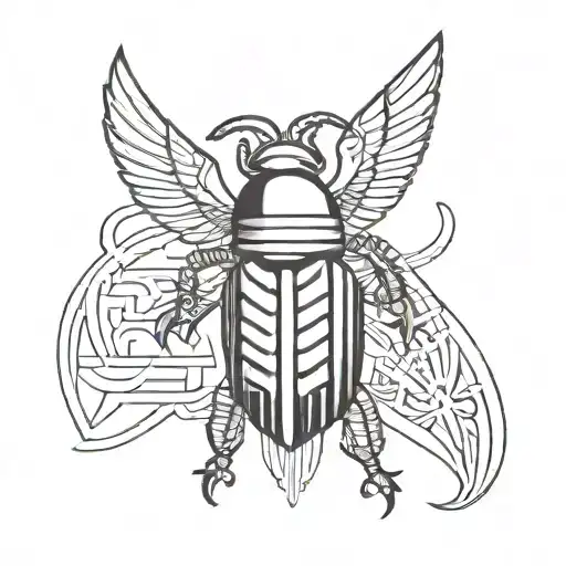Winged Scarab Holding A Sun