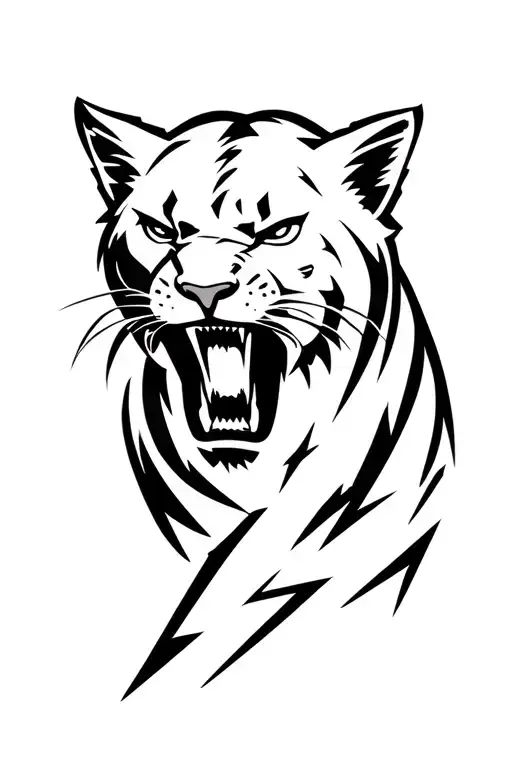 Puma Roaring With Lightning