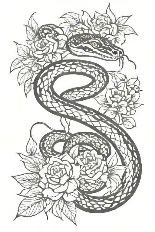 Snake And Flowers