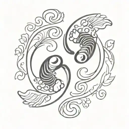 Twin Baby Feet Yin Yang Symbol