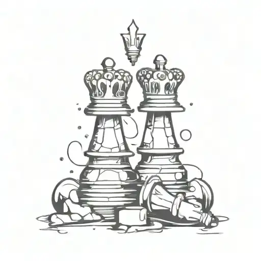 Broken King Chess Piece As A Tattoo Stancil