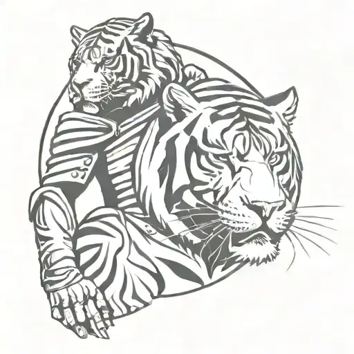 Roman Warrior And Tiger Emerging