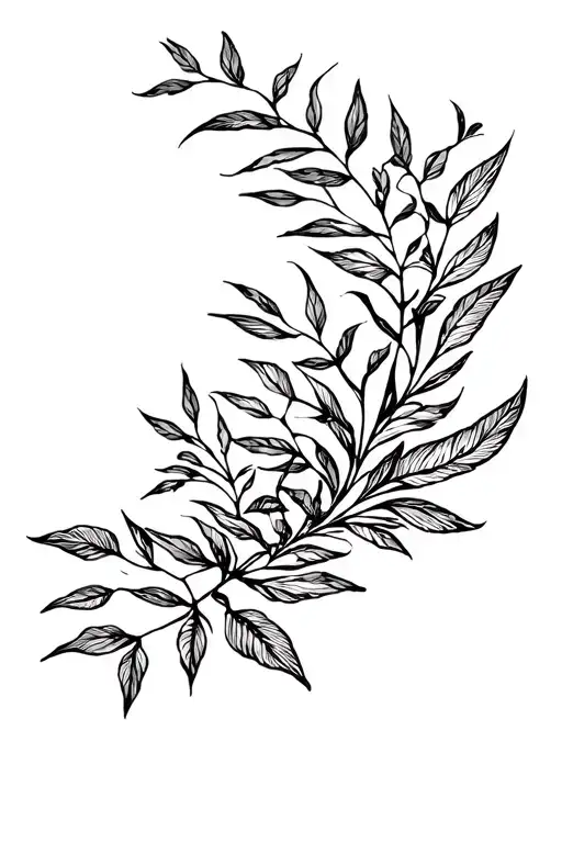 Filler Of Sleve Tattoo With Plant Leaves Flowing In The Air