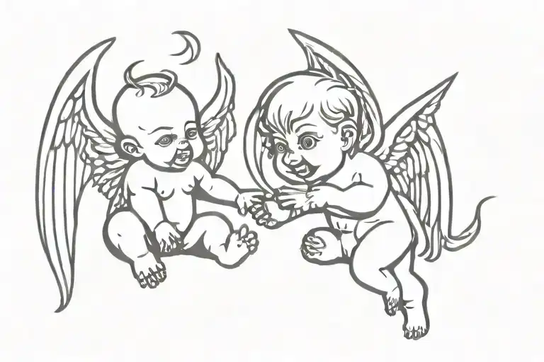 Baby Demon Protects Baby Angel