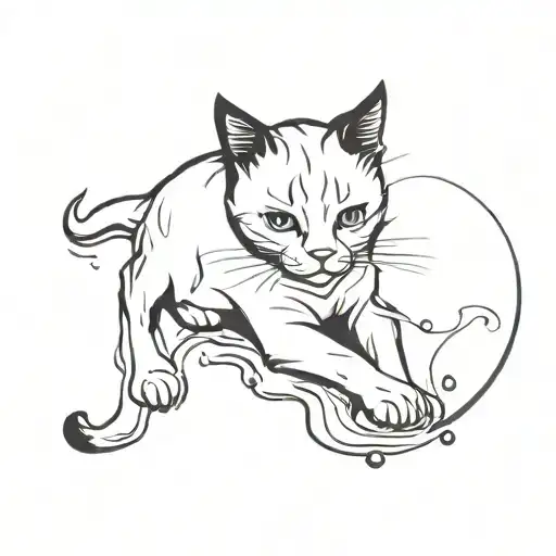 Floating Ink Cat Playing