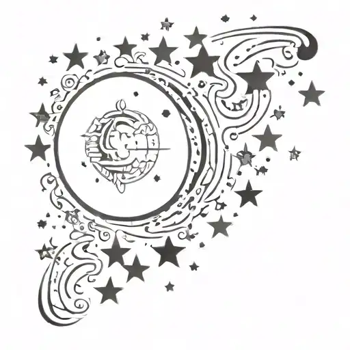 Moon Surrounded By Stars