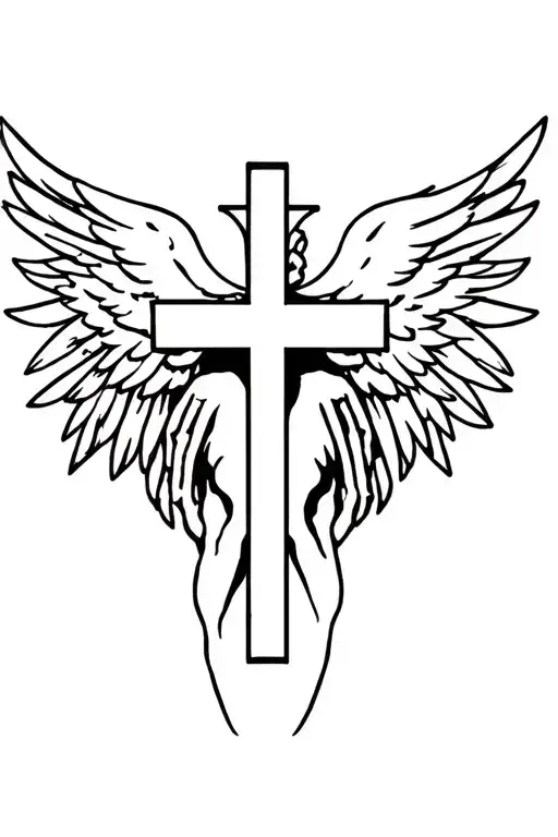 Forearm Christian Cross With Angel