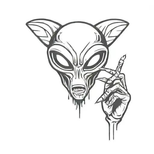 Alien Smoking A Joint Flying Ufo