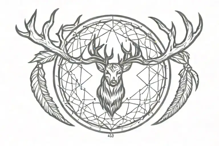 Dream Catcher Made Of Deer Antlers Intertwined