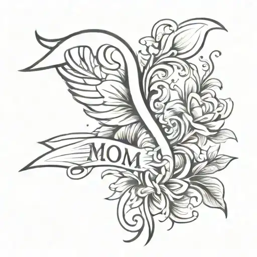 Rip Mom Breast Cancer Memorial Tattoo Design