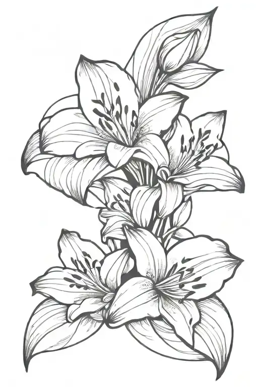 Lily Flowers On The Hand From Wrist To Elbow Spiraling Polygons