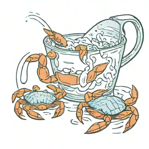 Crab Holding Piece Of Broken Water Jug And Water Jug Pouring Water Over Crab