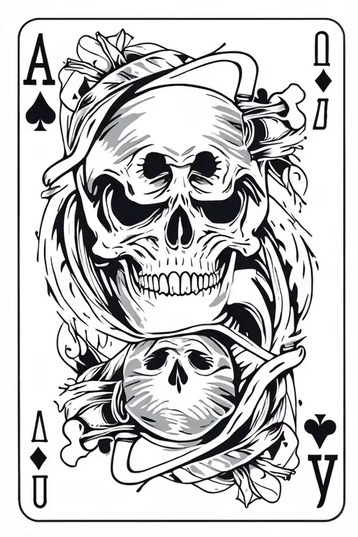 Western With Skull And Aces Poker Card