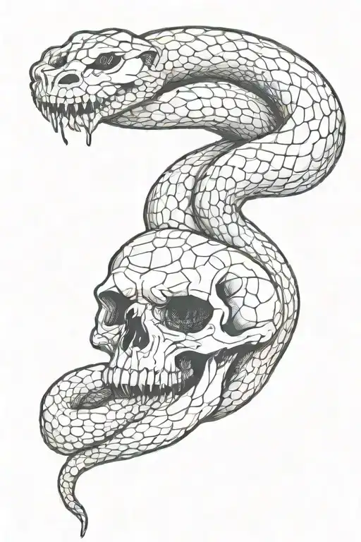 Large Snake Flowing Through A Skull