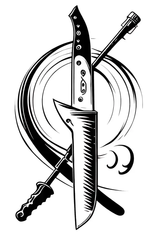 Knife And Fishing Stick