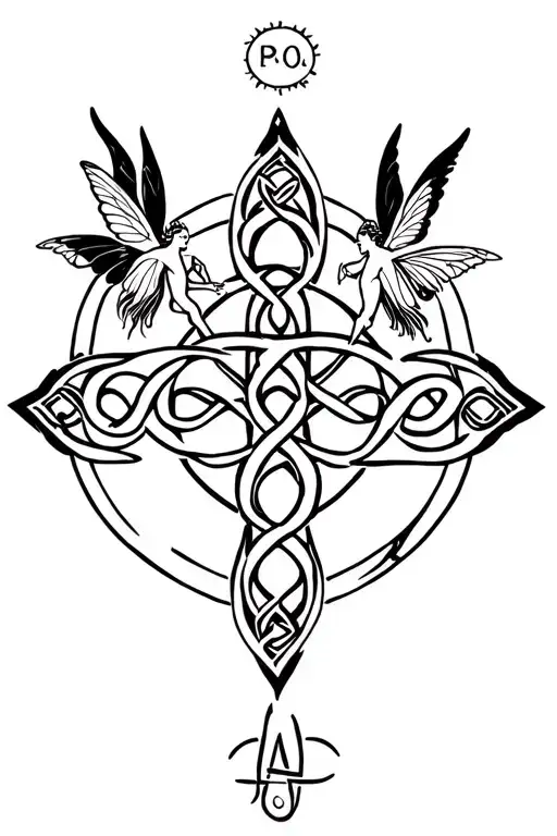 Horoscope Sign Mixed With A Celtic Cross And Fairies