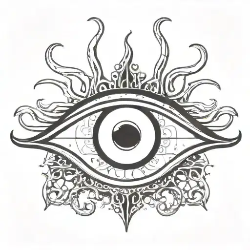 Central Eye And Tentacles Lovecraftian Black And White Solid Png