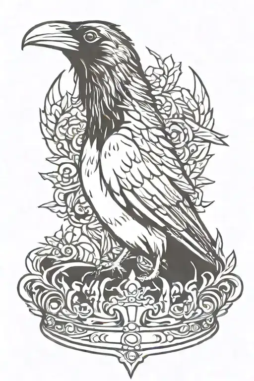 Raven Wearing A Crown Flyings Away