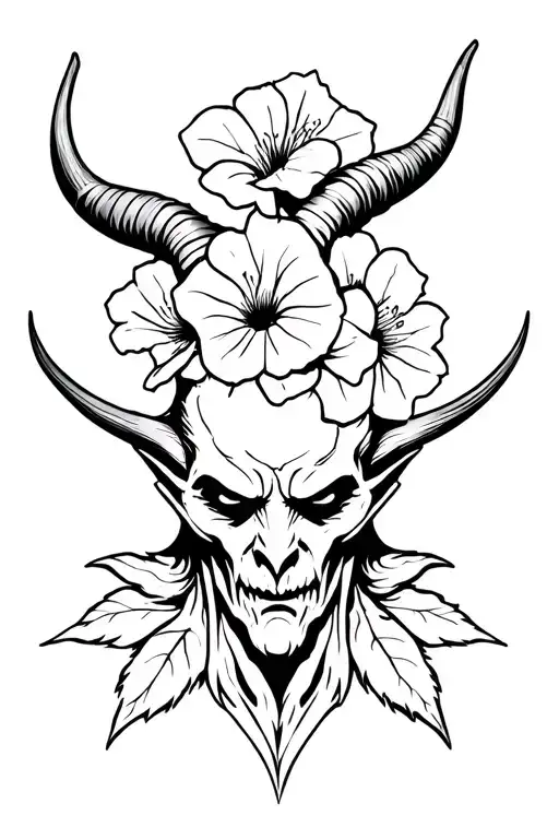 Satan With Hollyhocks On The Horns