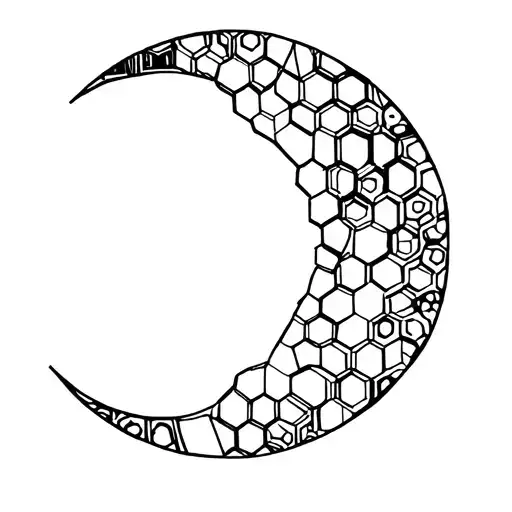 Abstract Moon Builded With Hexagons