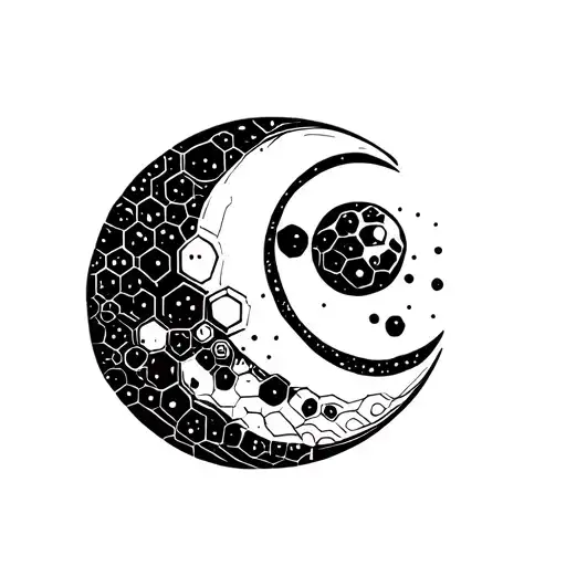 Abstract Moon Builded With Hexagons