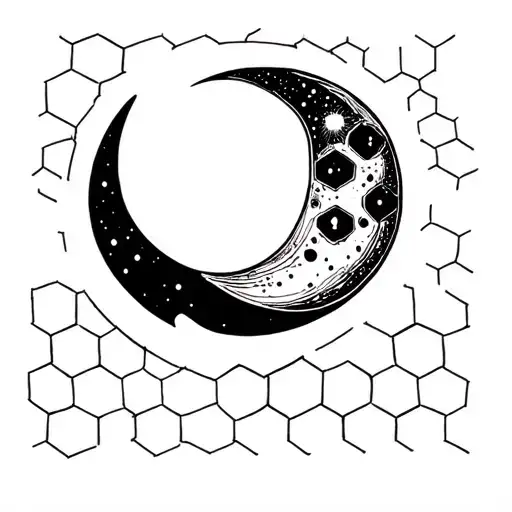 Minimalistic Moon Builded With Hexagons
